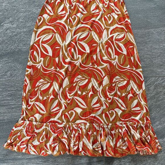 NWT Chaudry by RAGA Sleeveless A-line Midi Tank Sundress Tan Orange Cream Small - Picture 11 of 13